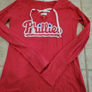 Phillies Lace Up.long Sleeve Shirt
